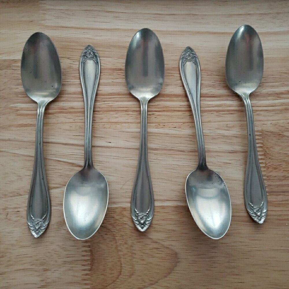 Oneida Silver 1910 Greylock Set of 5 Teaspoons 5 7/8" Silverplate Wm A Rogers